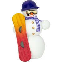 Räuchermann Schneemann mit Snowboard der Seiffener...